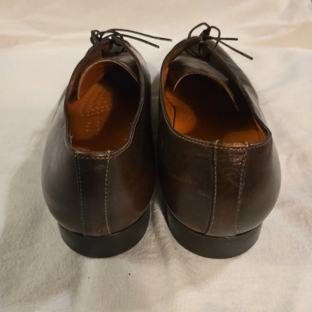 Santoni Derby 11.5 Dress Shoes Luxury Italian Mens Brown Leather Lace Up Italy